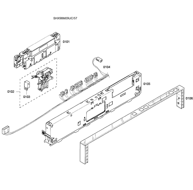 Control Panel Diagram and Parts List for SHX98M09UC 57 Bosch Dishwasher