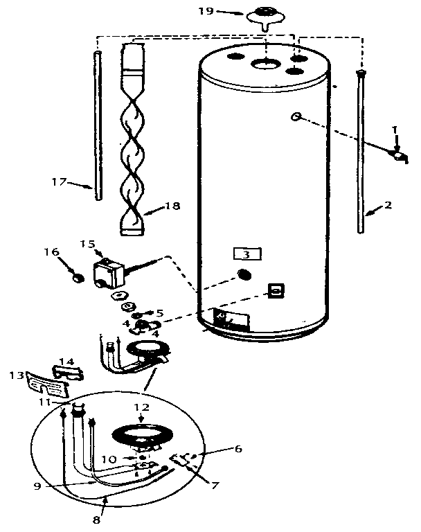 Replacement Parts Diagram and Parts List for 153333700  Kenmore Water Heater