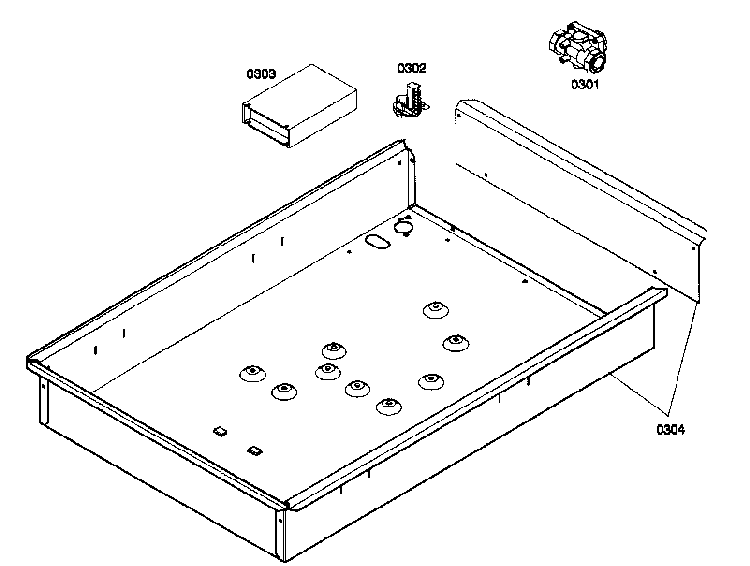 Cabinet Parts Diagram and Parts List for NGT745UC 01 Bosch Cooktop