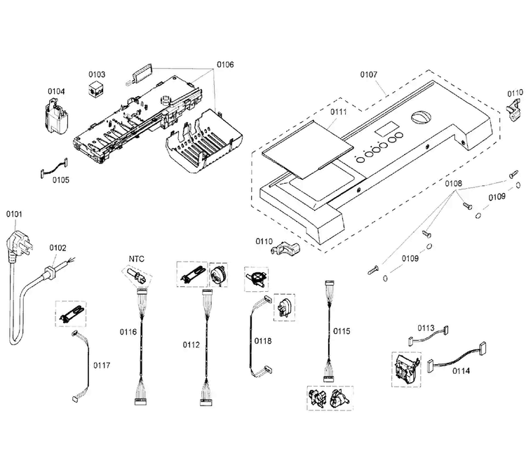 Control Panel Diagram and Parts List for WFMC640SUC 03 Bosch Washer