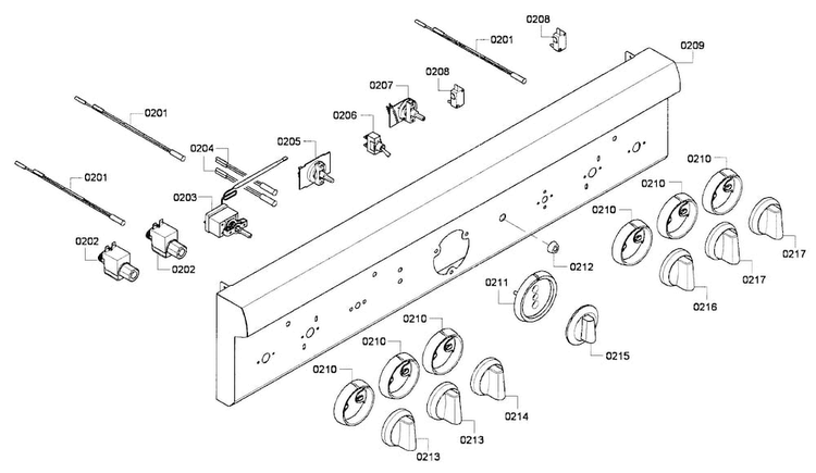 Control Panel Diagram and Parts List for PRG364GDH 01 Thermador Range