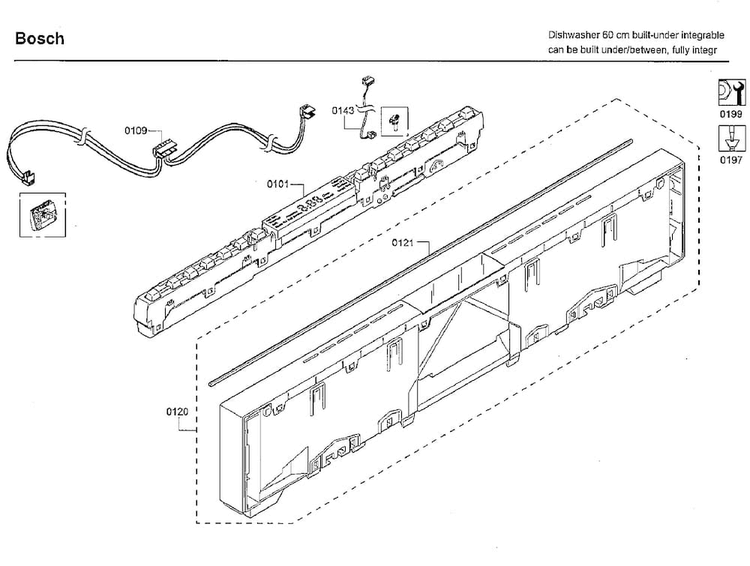 Control Panel Diagram and Parts List for SHVM98W73N 01 Bosch Dishwasher