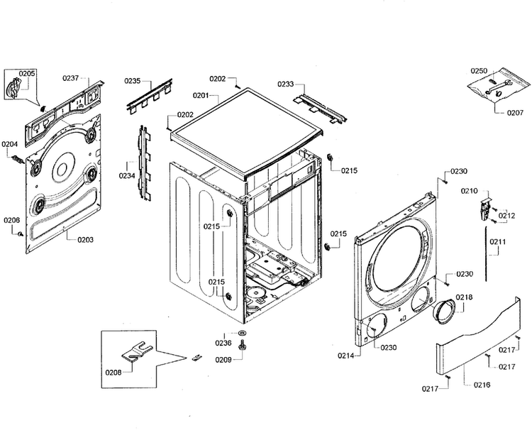 Cabinet Assy Diagram and Parts List for WFVC5400UC 29 Bosch Washer