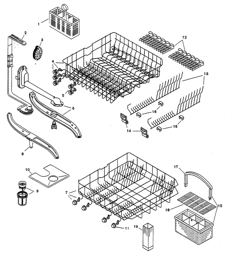 Racks Diagram and Parts List for SHU3326UC 11 Bosch Dishwasher