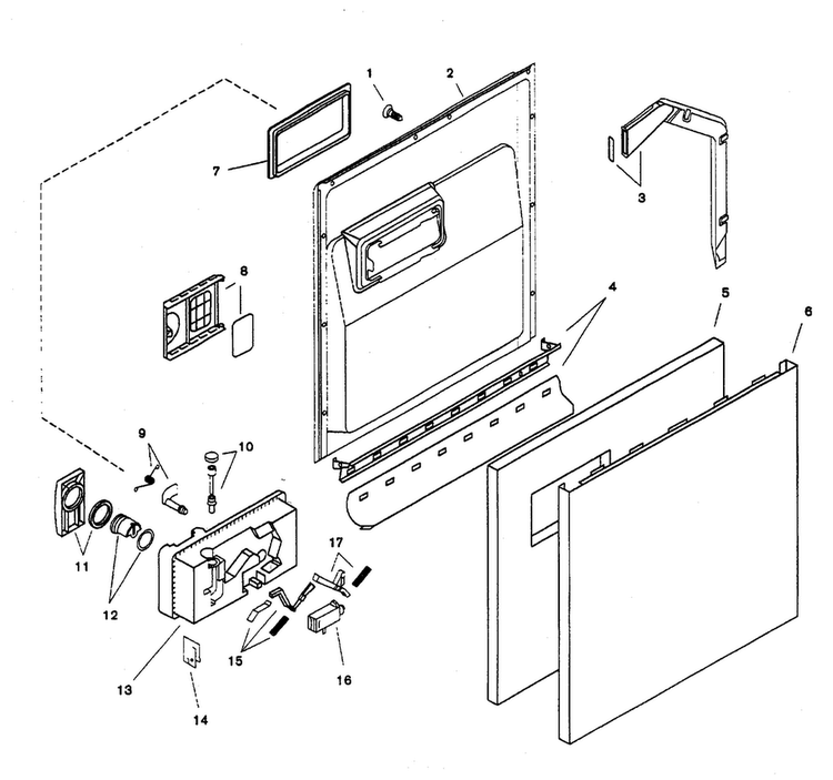 Door Assy Diagram and Parts List for SHU6805UC 06 Bosch Dishwasher