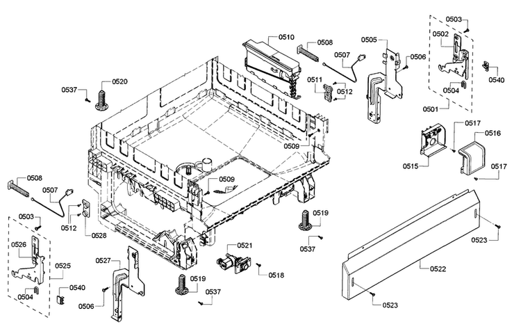 Base Diagram and Parts List for SHE3AR56UC 17 Bosch Dishwasher