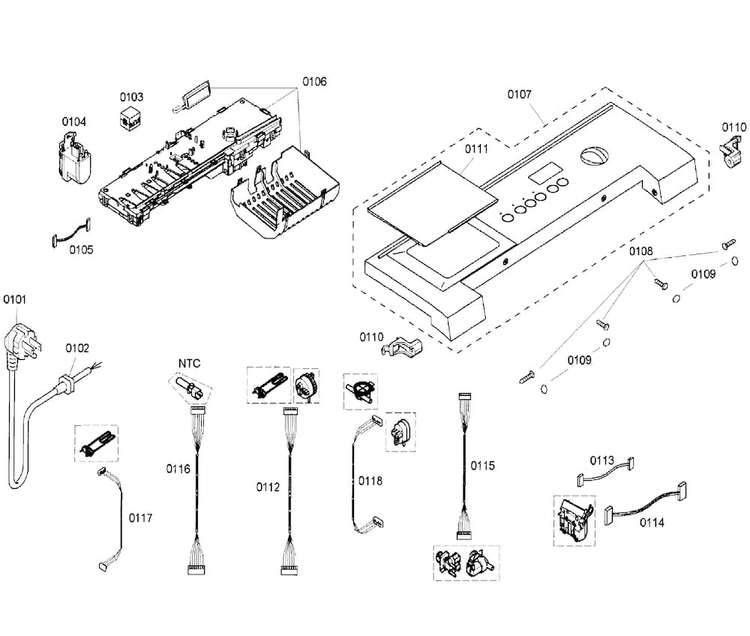 Control Panel Diagram and Parts List for WFMC640SUC 04 Bosch Washer