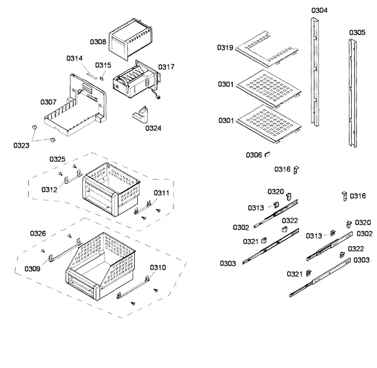 Shelfs Diagram and Parts List for T18ID80NLP 39 Thermador Freezer