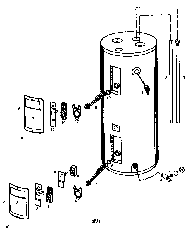 Replacement Parts Diagram and Parts List for 153324360  Kenmore Water Heater