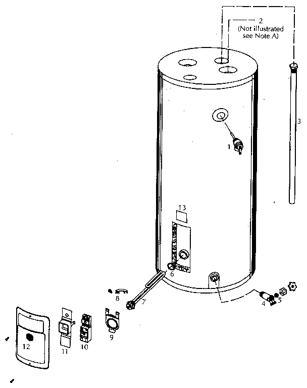Replacement Parts Diagram and Parts List for 153325150  Kenmore Water Heater