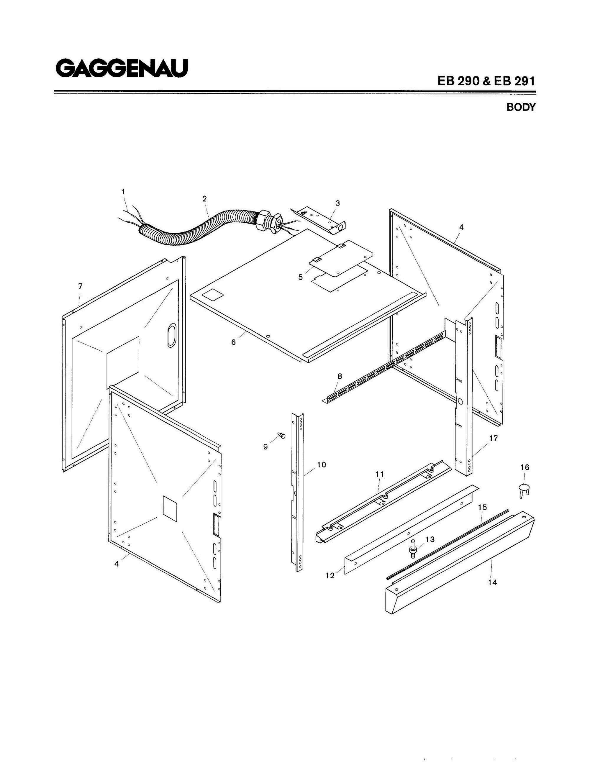 03 - BODY Diagram and Parts List for EB290-620  Bosch Range