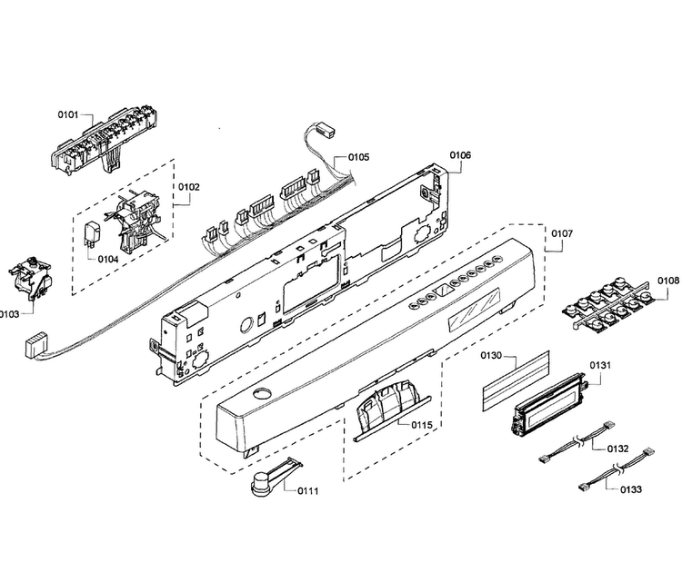 Control Panel Diagram and Parts List for SHE68R56UC 67 Bosch Dishwasher