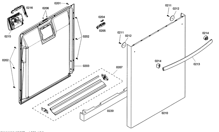 Door Assy Diagram and Parts List for SHX3AM02UC 01 Bosch Dishwasher
