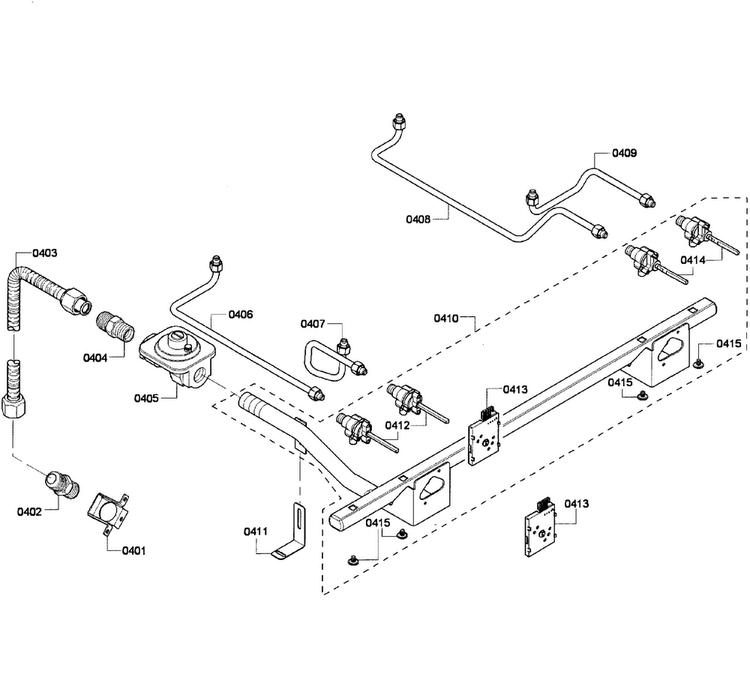 Manifold Assy Diagram and Parts List for PRD304GHU 04 Thermador Range