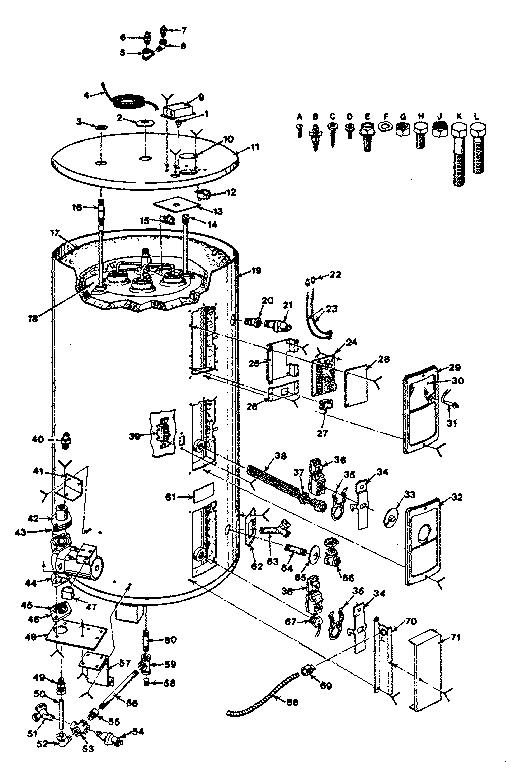 Unit Parts Diagram and Parts List for 153311210  Kenmore Water Heater