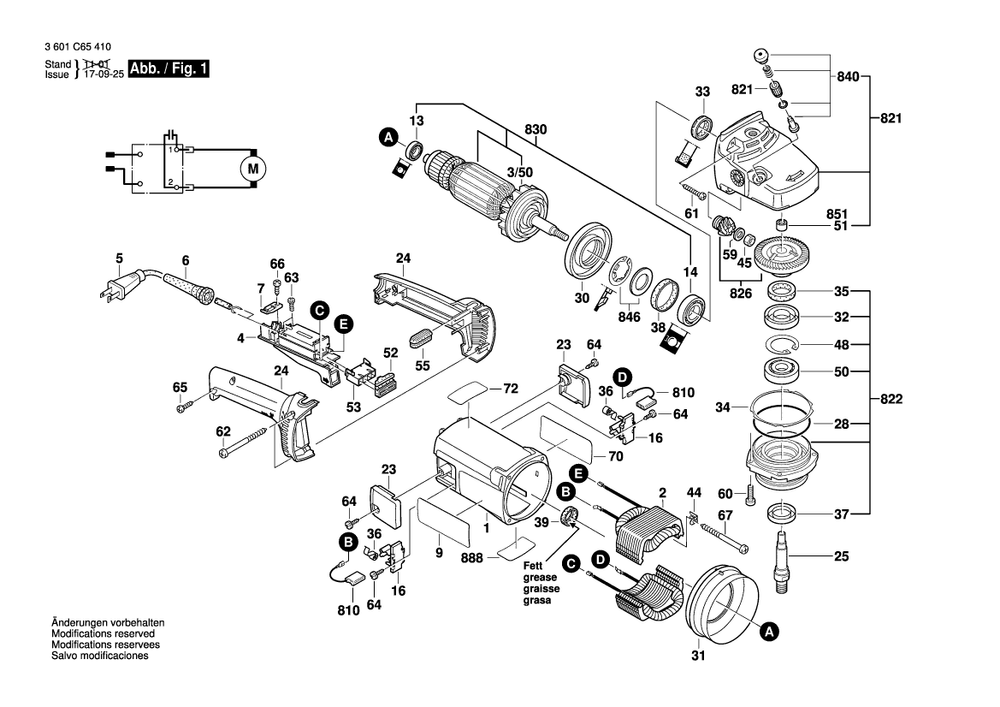 Page A Diagram and Parts List for 1365 3601C65410 Bosch Angle Grinder