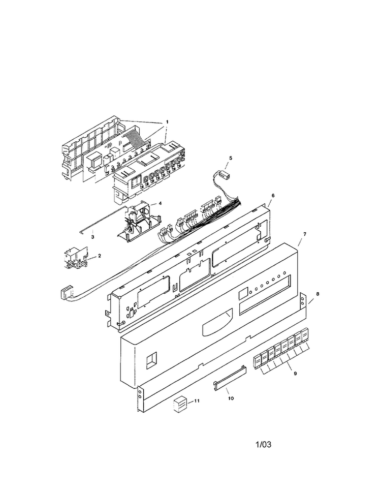 Fascia Panel Diagram and Parts List for SHI6805UC 11 Bosch Dishwasher