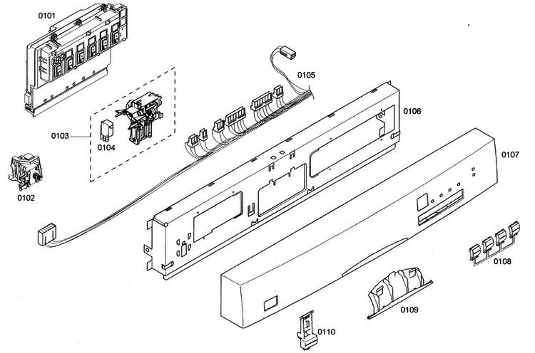 Panel Assy Diagram and Parts List for SHE44C02UC 43 Bosch Dishwasher