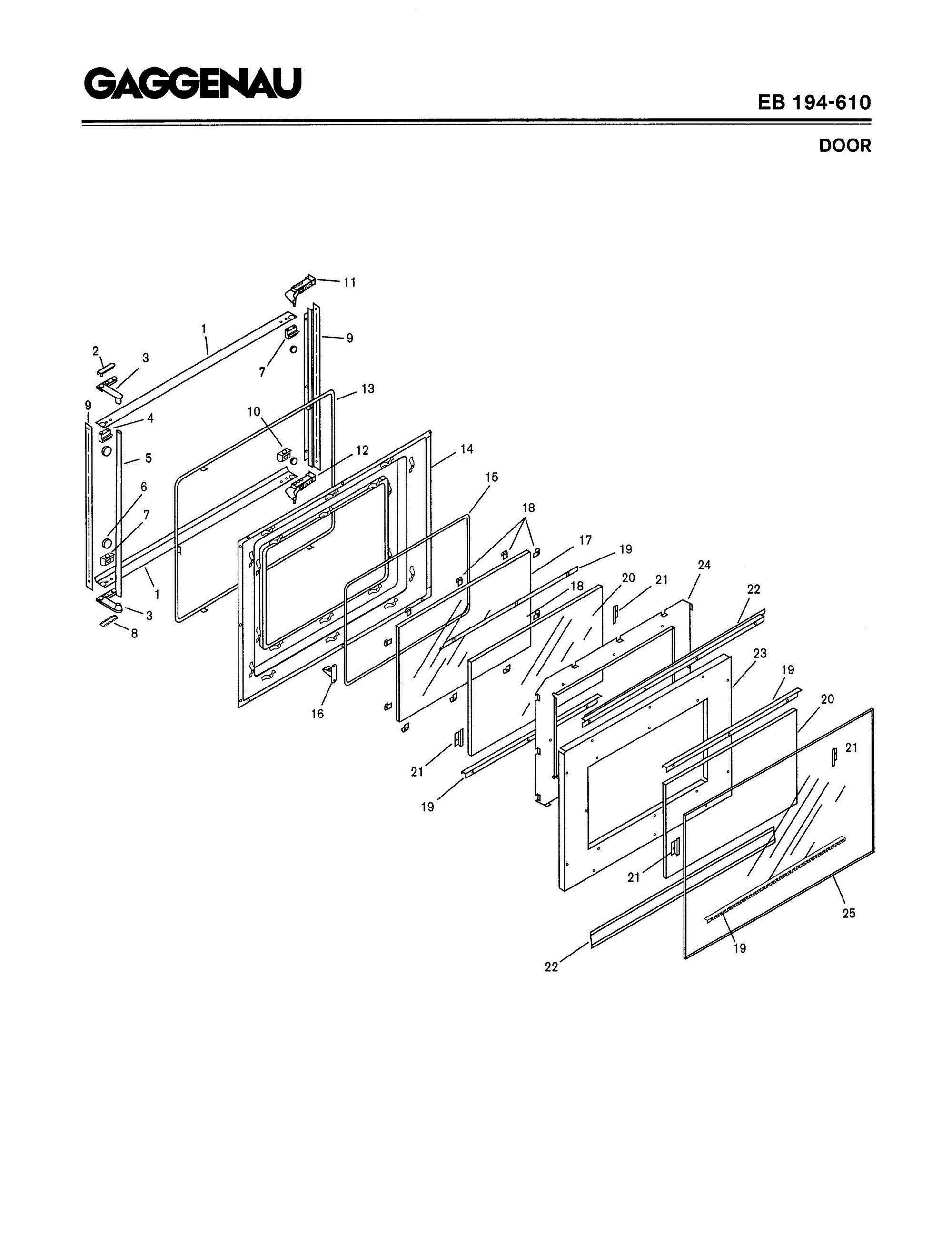 05 - DOOR Diagram and Parts List for EB194-610  Bosch Range