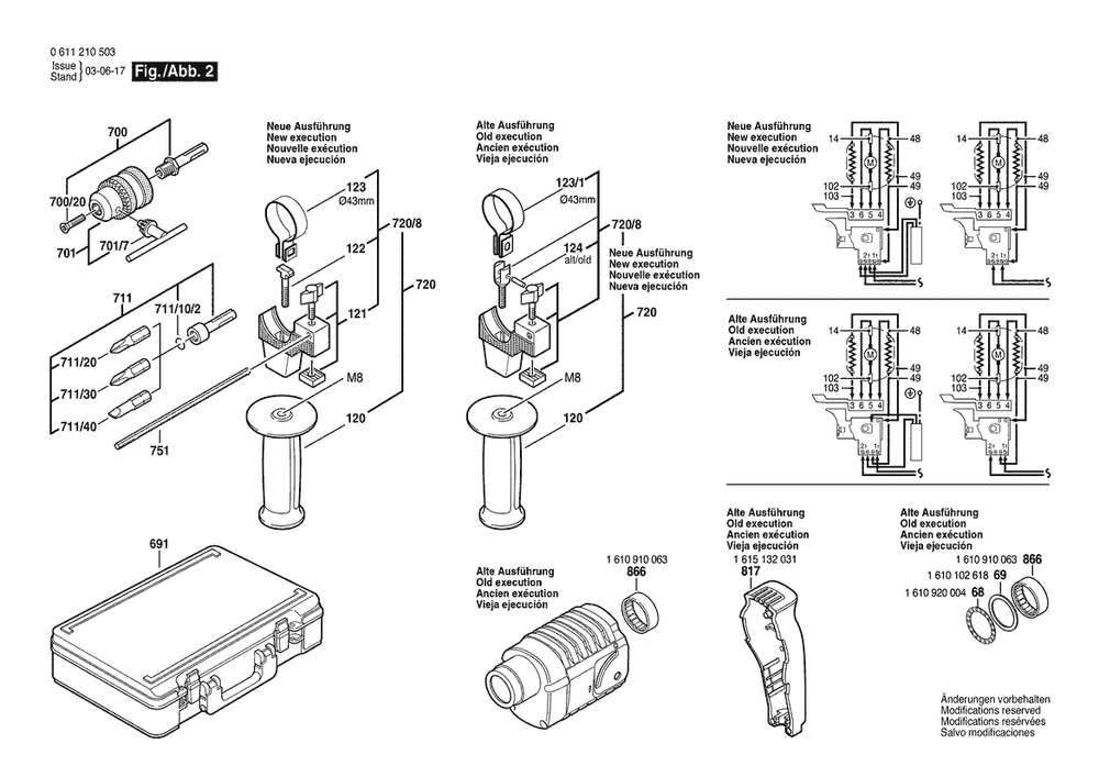 Section 2 Diagram and Parts List for 0611210548  Bosch Hammer Drill