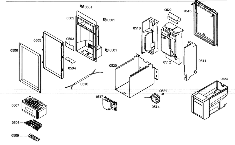 Ice Maker Diagram and Parts List for B24ID80NLP 01 Bosch Freezer