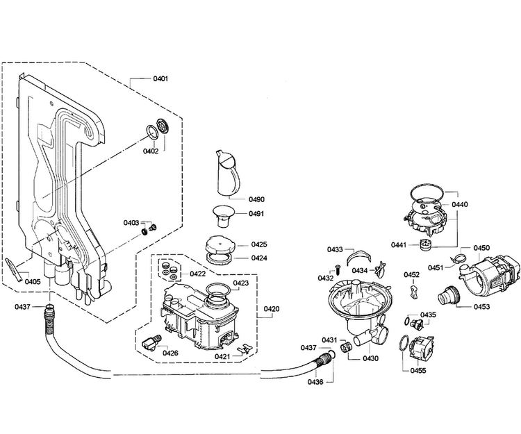 Pump Assy Diagram and Parts List for SHV68E13UC 32 Bosch Dishwasher