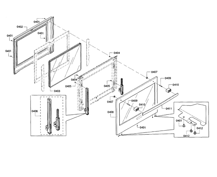 Door-upper Diagram and Parts List for HBL8661UC 01 Bosch Wall Oven