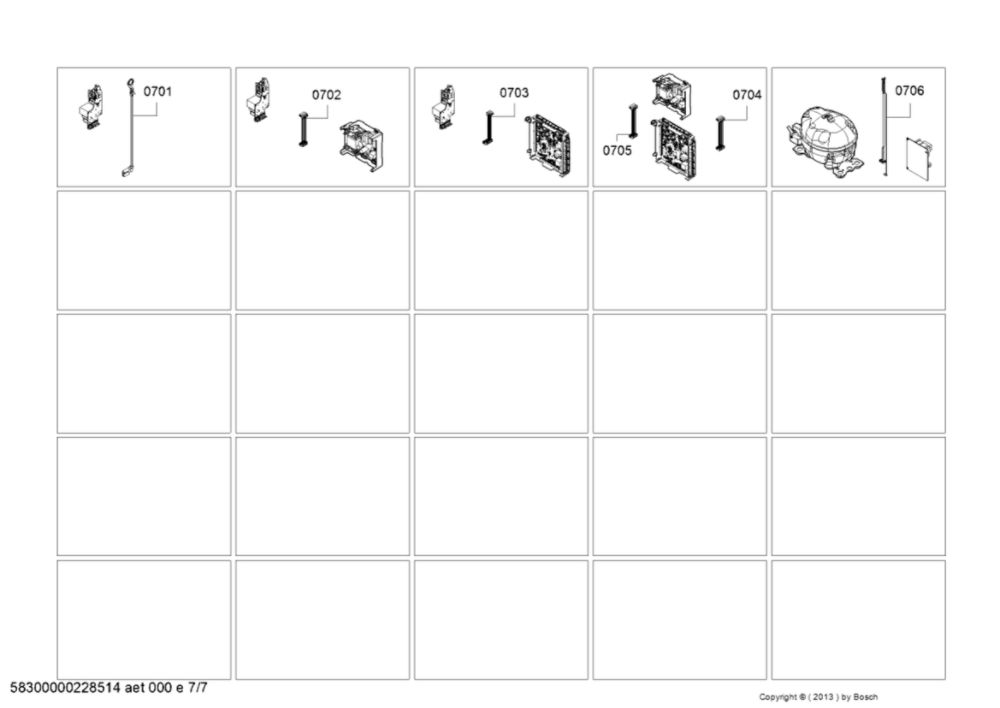 Wire And Cable Harness Parts Diagram and Parts List for B36CD50SNS 01 Bosch Refrigerator