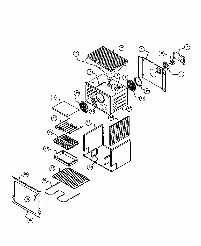 Main Oven Liner And Module Diagram and Parts List for RDF30  Thermador Range