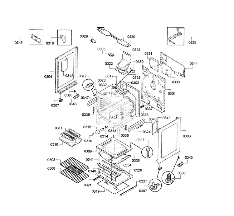 Main Assy Diagram and Parts List for HGS3023UC 11 Bosch Range