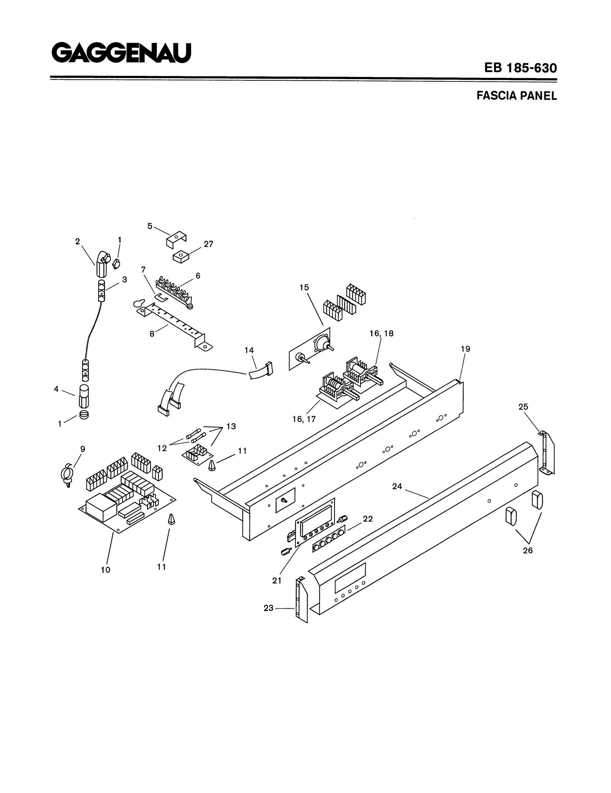 04 - FASCIA PANEL Diagram and Parts List for EB185-630  Bosch Range