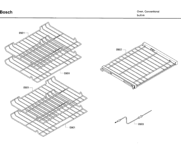 Rack Asy Diagram and Parts List for HBN8651UC 02 Bosch Wall Oven