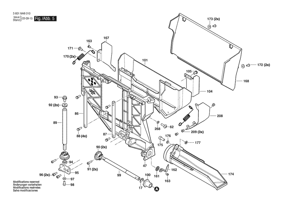 Section 5 Diagram and Parts List for 3601M48010  Bosch Table Saw