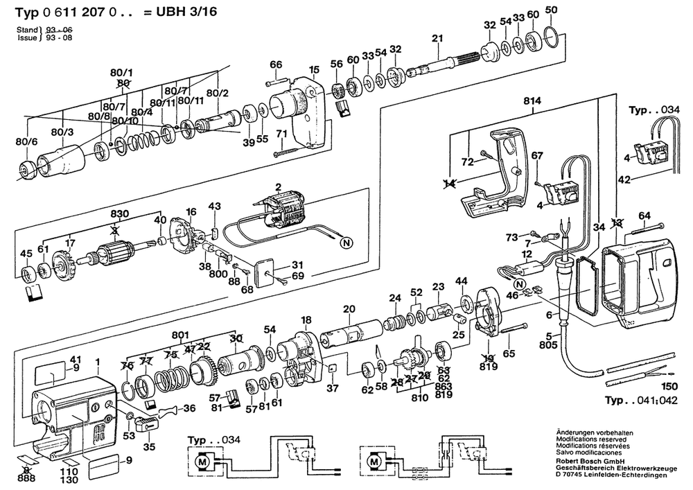 Section 1 Diagram and Parts List for 0611207033  Bosch Miscellaneous
