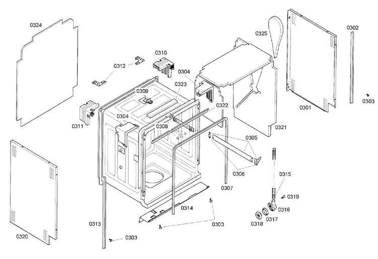 Cabinet Diagram and Parts List for DWHD94EP 48 Thermador Dishwasher