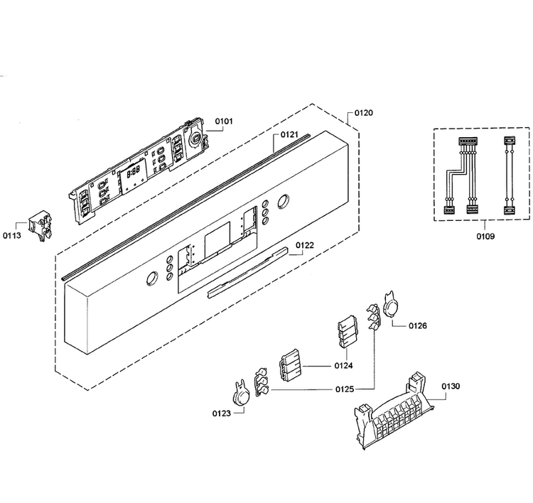 Control Panel Diagram and Parts List for SGE63E06UC 55 Bosch Dishwasher