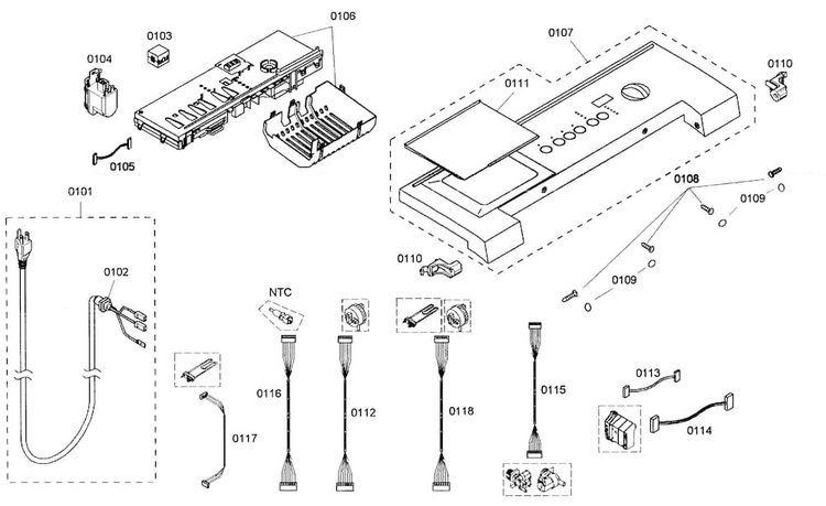 Control Panel Diagram and Parts List for WFMC530CUC 13 Bosch Washer