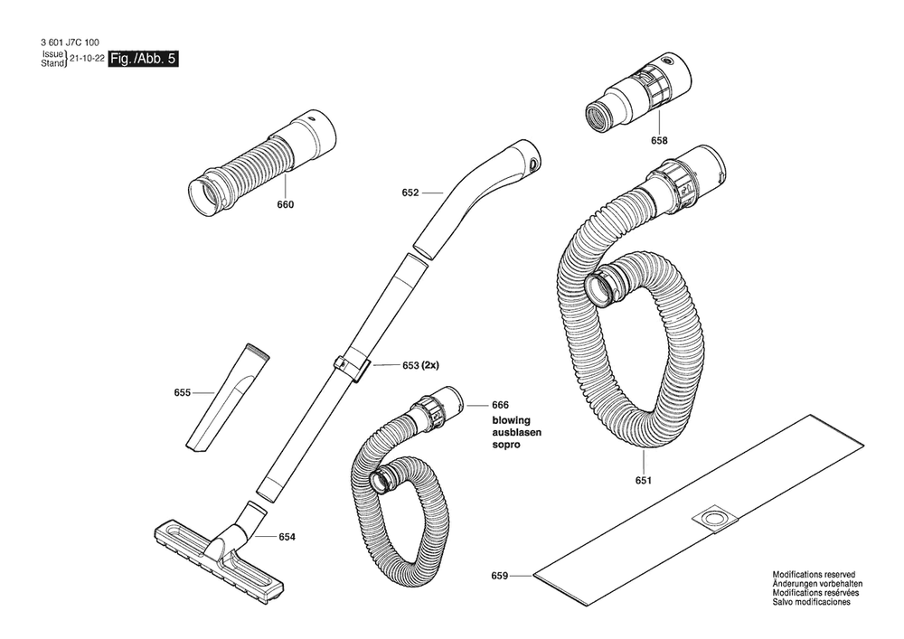 Section 5 Diagram and Parts List for GAS12-25PL 3601J7C130 Bosch Utility Vacuum