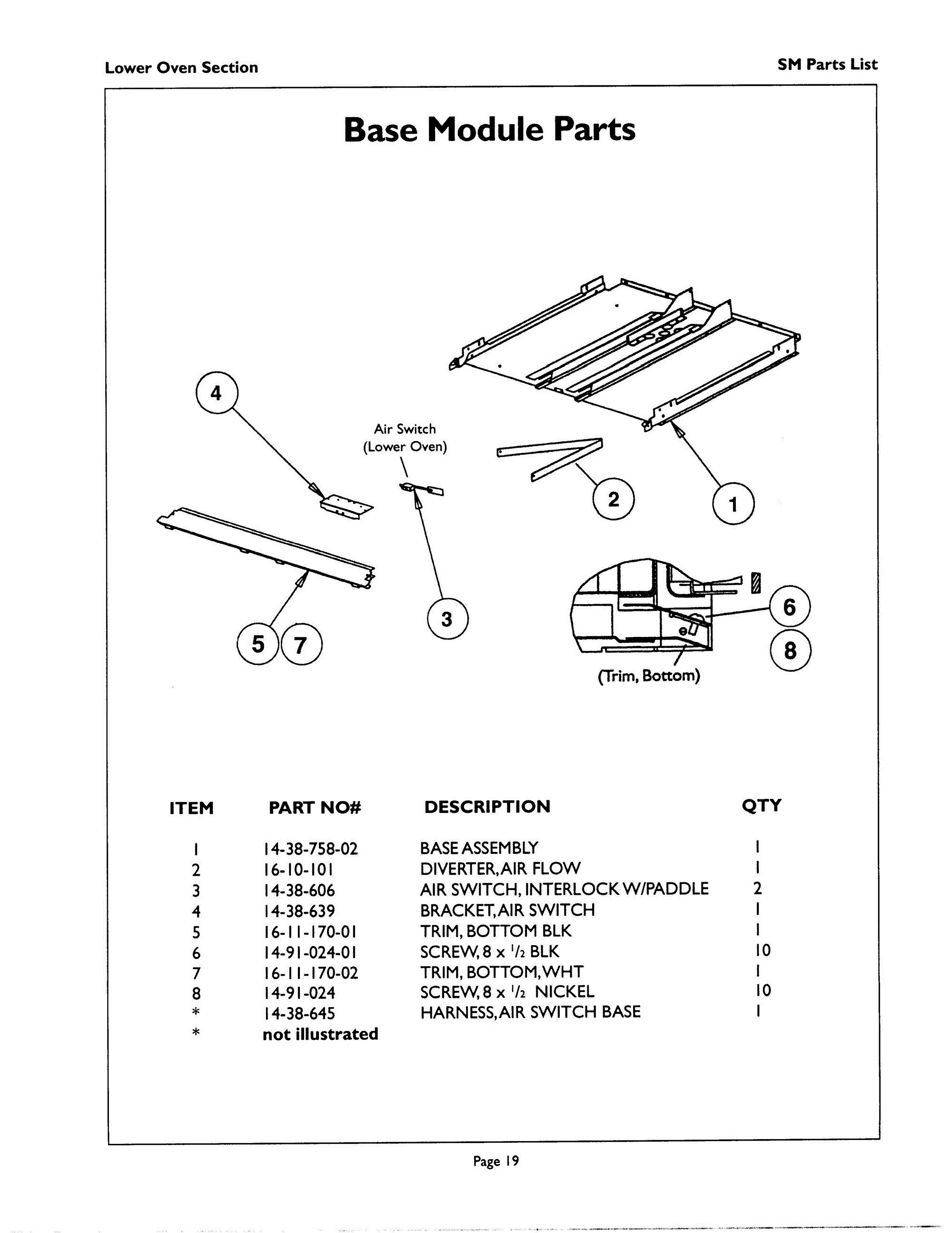 19 - BASE MODULE Diagram and Parts List for SM272B  Bosch Range