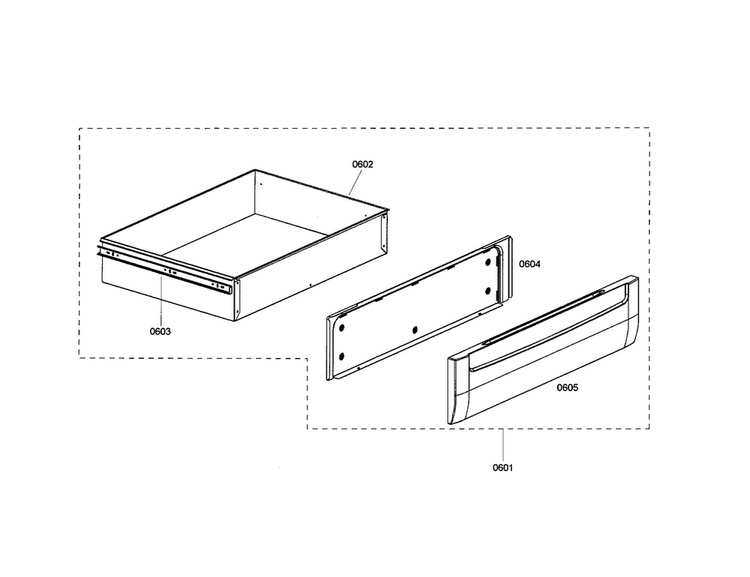 Drawer Diagram and Parts List for HDS7022U 01 Bosch Range