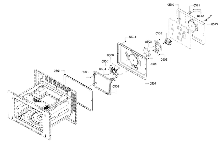Convection Diagram and Parts List for HMC87151UC 01 Bosch Microwave