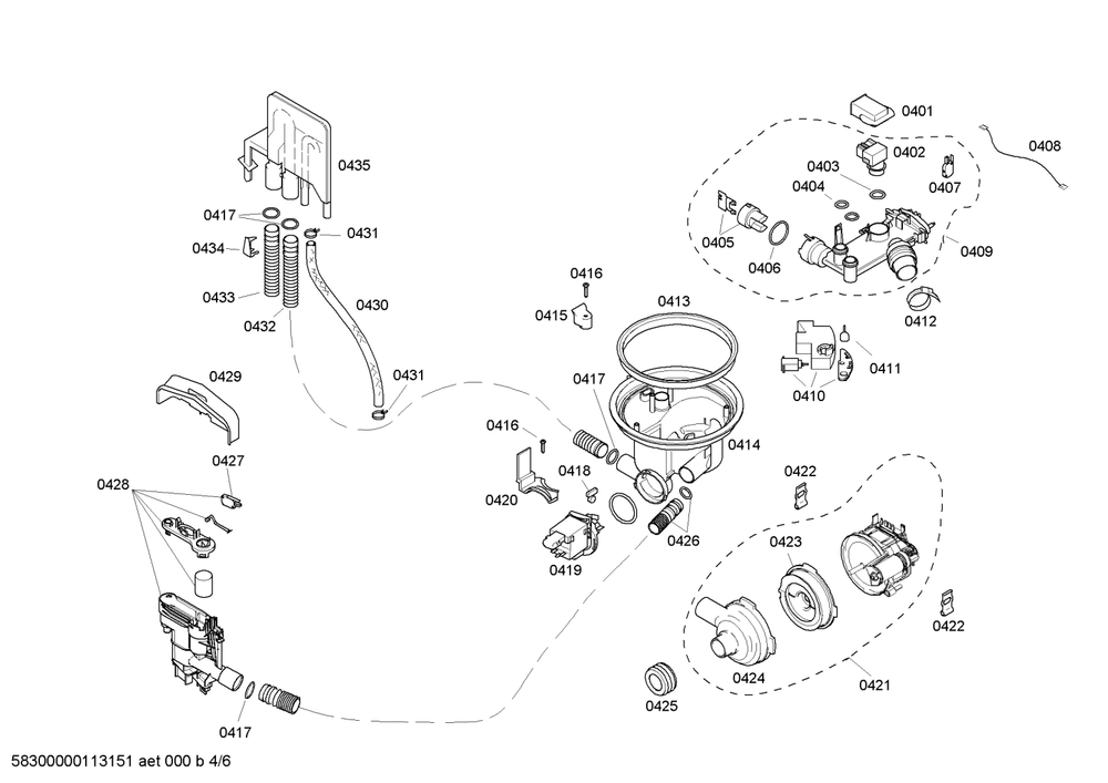 Diagram 4 Diagram and Parts List for SHX46A06UC-26  Bosch Dishwasher
