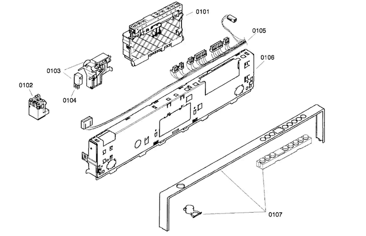 Front Panel Diagram and Parts List for SHX57C02UC 21 Bosch Dishwasher
