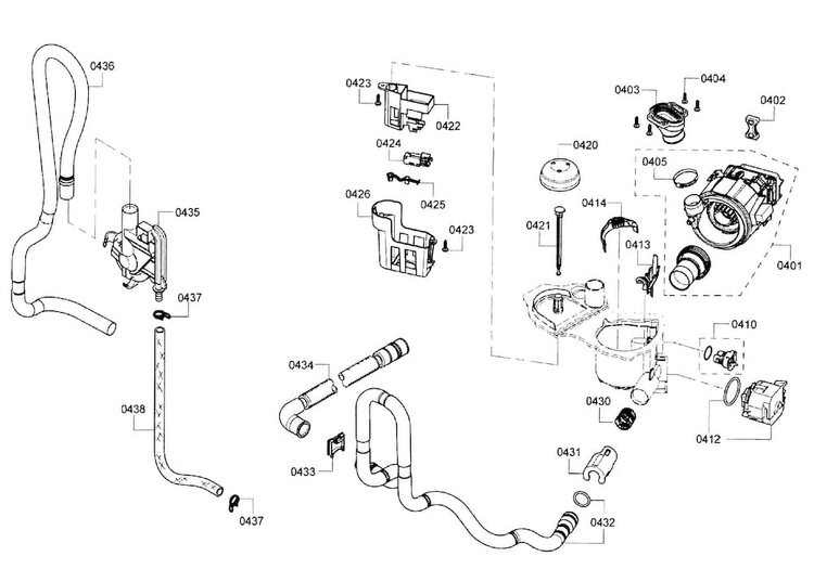 Pump Diagram and Parts List for SHE3AR75UC 21 Bosch Dishwasher