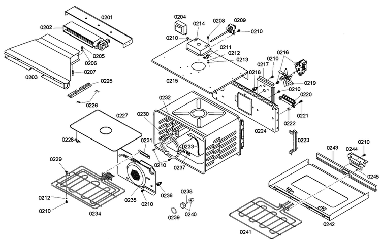 Cavity Diagram and Parts List for HBN646AUC 01 Bosch Wall Oven