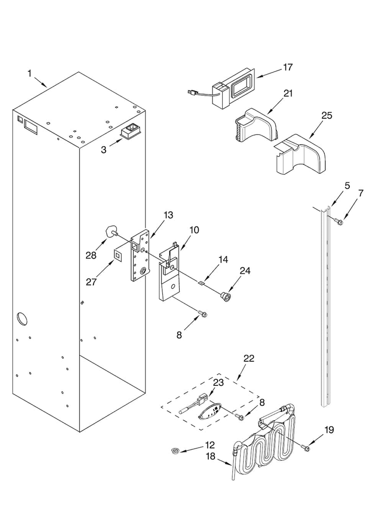 Refrigerator Liner Parts Diagram and Parts List for KBUDT4265E 04 Thermador Refrigerator