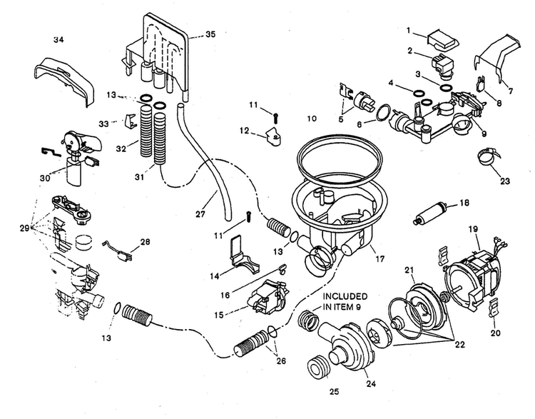 Component Assy Diagram and Parts List for SHU3326UC 11 Bosch Dishwasher