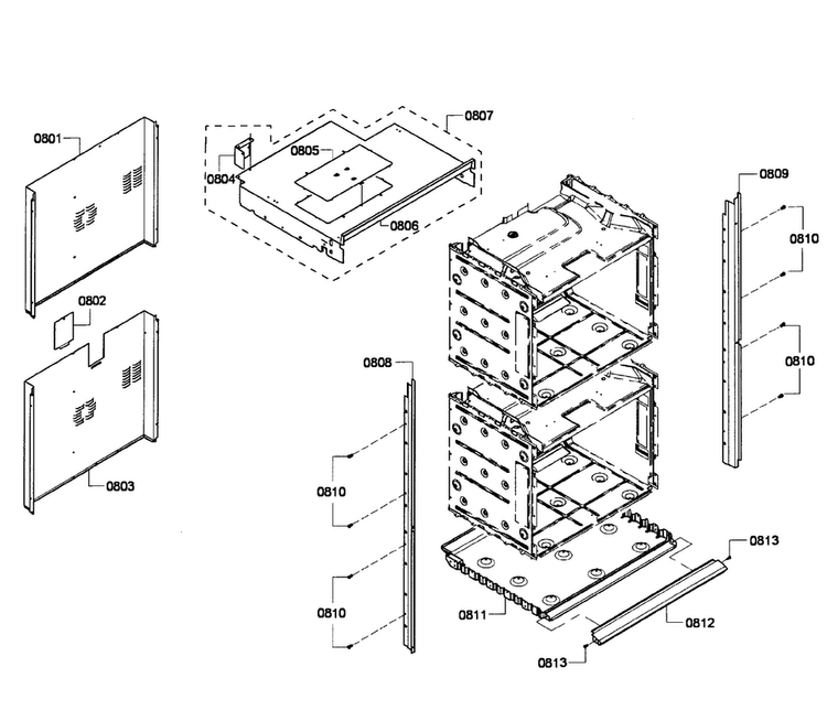 Cabinet Assy Diagram and Parts List for HBL5660UC 06 Bosch Wall Oven