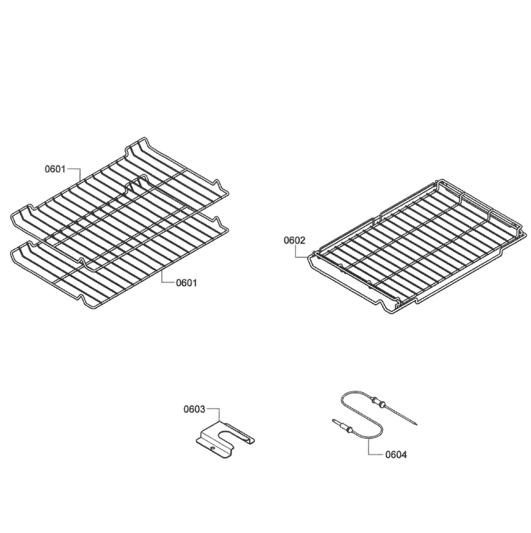 Shelfs Diagram and Parts List for HES7282U 07 Bosch Range