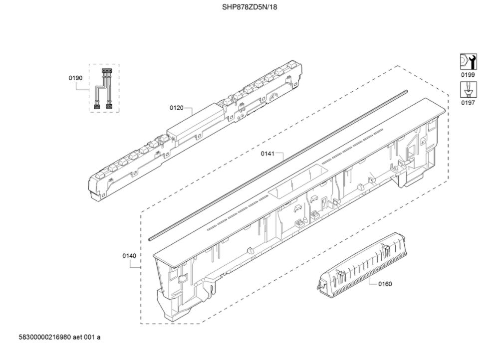 Operating Module/Panel-Facia Diagram and Parts List for SHP878ZD5N 18 Bosch Dishwasher